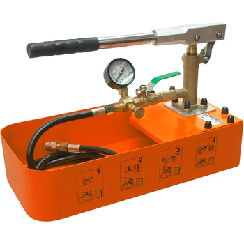 Pompa manuala de testare a presiunii Evotools 659026, 7 l volum cuva, 50 bar presiune maxima, 16 ml/cursa capacitate pompare, 1.8 m lungime furtun Pompa manuala de testare a presiunii Evotools 659026, 7 l volum cuva, 50 bar presiune maxima, 16 ml/cursa capacitate pompare, 1.8 m lungime furtun
