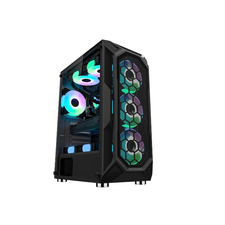 Asztali gamer PC, ProGaming Hive, Fekete, Ryzen 5 5600X, 32GB, SSD 1TB, Radeon RX580 8GB, Windows 11, Wi-Fi 6