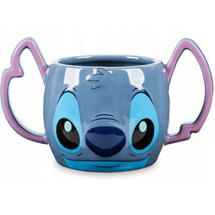 Cana de cafea Pan i Pani Gadżet Sticha 3D albastra 300 ml set 1 bucata ceramica