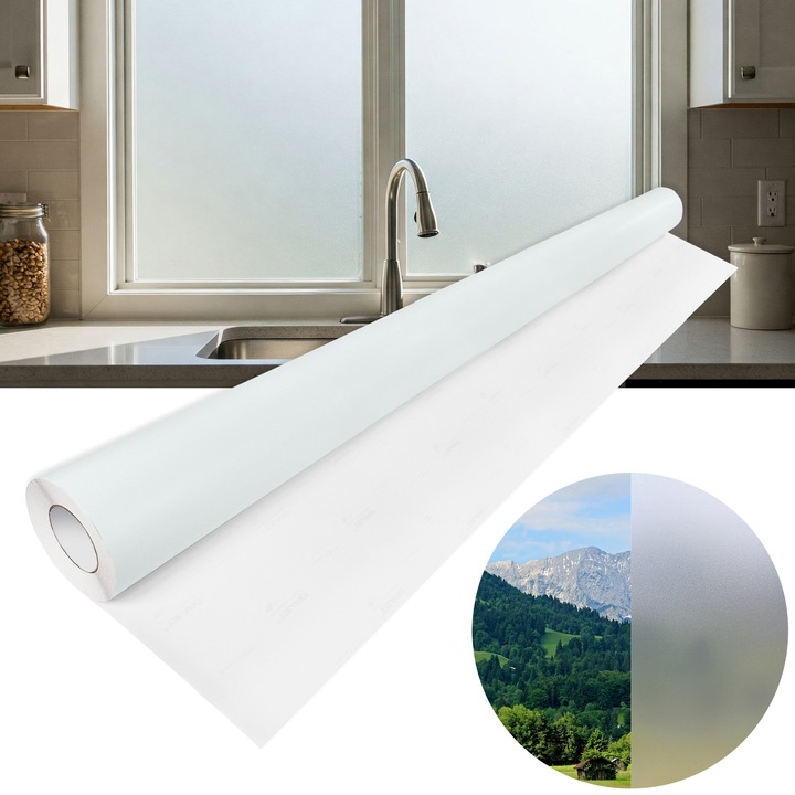 Autocolant pentru ferestre cu efect de sticla sablata, vanzare la metru, 152 x 100 cm, DecoMeister®, Model Sticla sablata, H030-152-0100