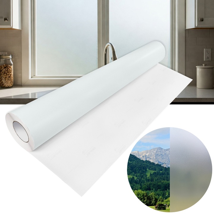 Folie autoadeziva pentru vitrine de magazin, 105 x 5000 cm, DecoMeister®, Model Sticla sablata, H030-105R5000