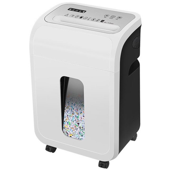 Distrugator de documente, Tracer DataRazor, 20 litri, 4x12 mm, 14 coli, P-4, CD/DVD, Card de credit, Alb