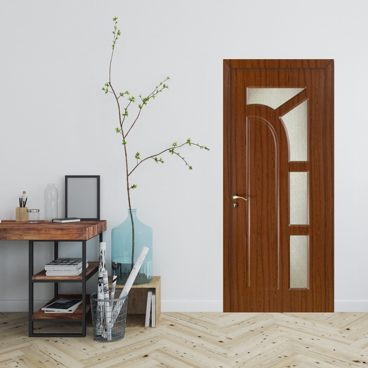 Модерна интериорна дървена врата, със стъкло, OP-157 2000/600 Тик