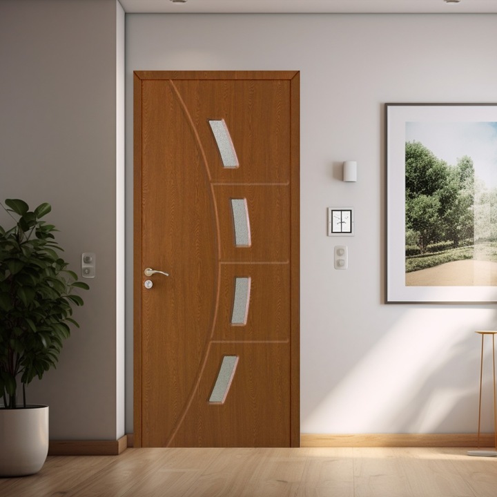 Модерна интериорна дървена врата, със стъкло, OP-156 2000/800 Тъмен дъб