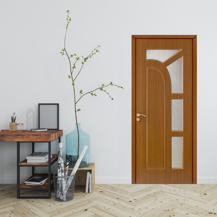 Модерна интериорна дървена врата със стъкло, OP-157 2000/800 Тъмен дъб