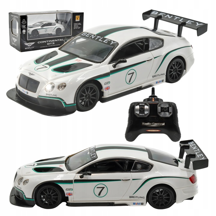 Кола с дистанционно управление, Continental Gt, Мащаб 1:24, Работна честота 2.4 Ghz, Захранване на колата Батерии 3xAA Не са включени, Захранване на дистанционното Батерии 2xAA Не са включени, Размери 20 x 9 x 6 см, Бял