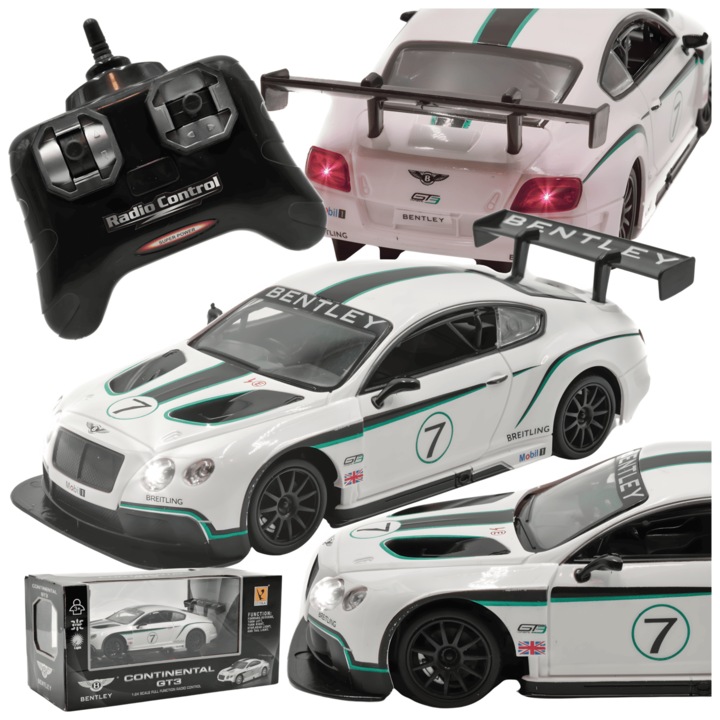 Masina Telecomandata, Continental Gt, Scara 1 24, Frecventa De Lucru 2.4 Ghz, Alimentare Masina Baterii 3xAA Neincluse, Alimentare Telecomanda Baterii 2Xaa Neincluse, Dimensiuni 20 x 9 x 6 cm, Alb