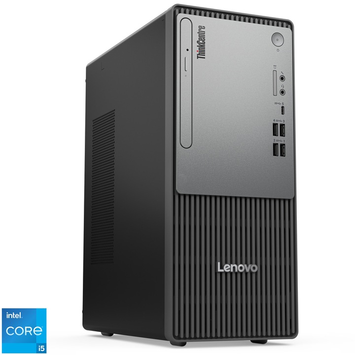 Sistem Desktop PC Lenovo ThinkCentre Neo 50t Gen 5 Tower cu procesor Intel® Core™ i5-14400 pana la 4.7GHz, 16GB RAM, 512GB SSD, Intel® UHD Graphics, No OS, Black