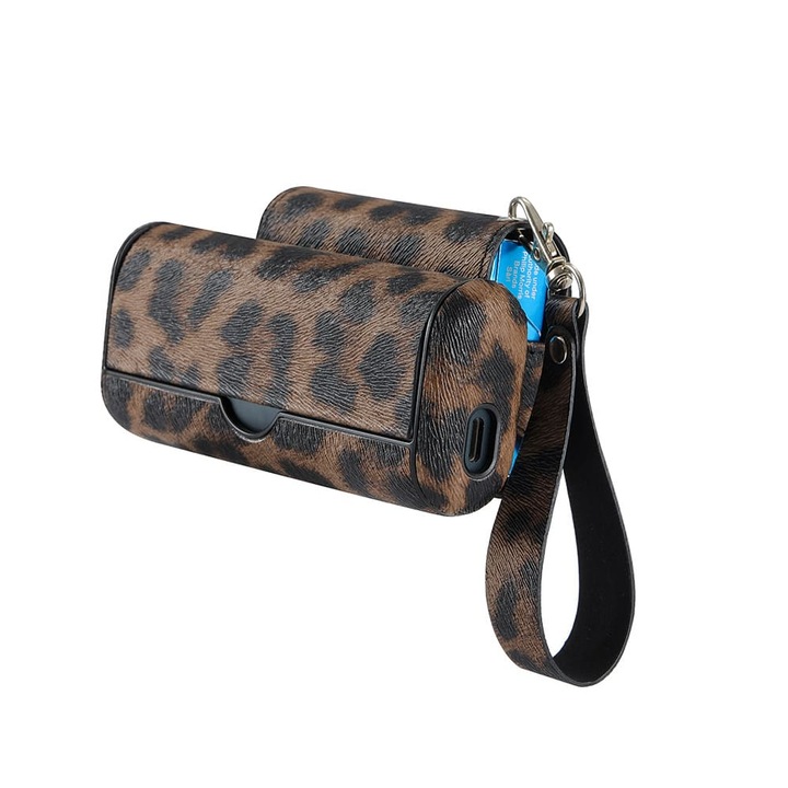 Husa Pentru IQOS Iluma Prime Leopard Maro cu Buzunar – Protectie Anti-Soc si Rezistenta la Zgarieturi, TPU + PU + PC