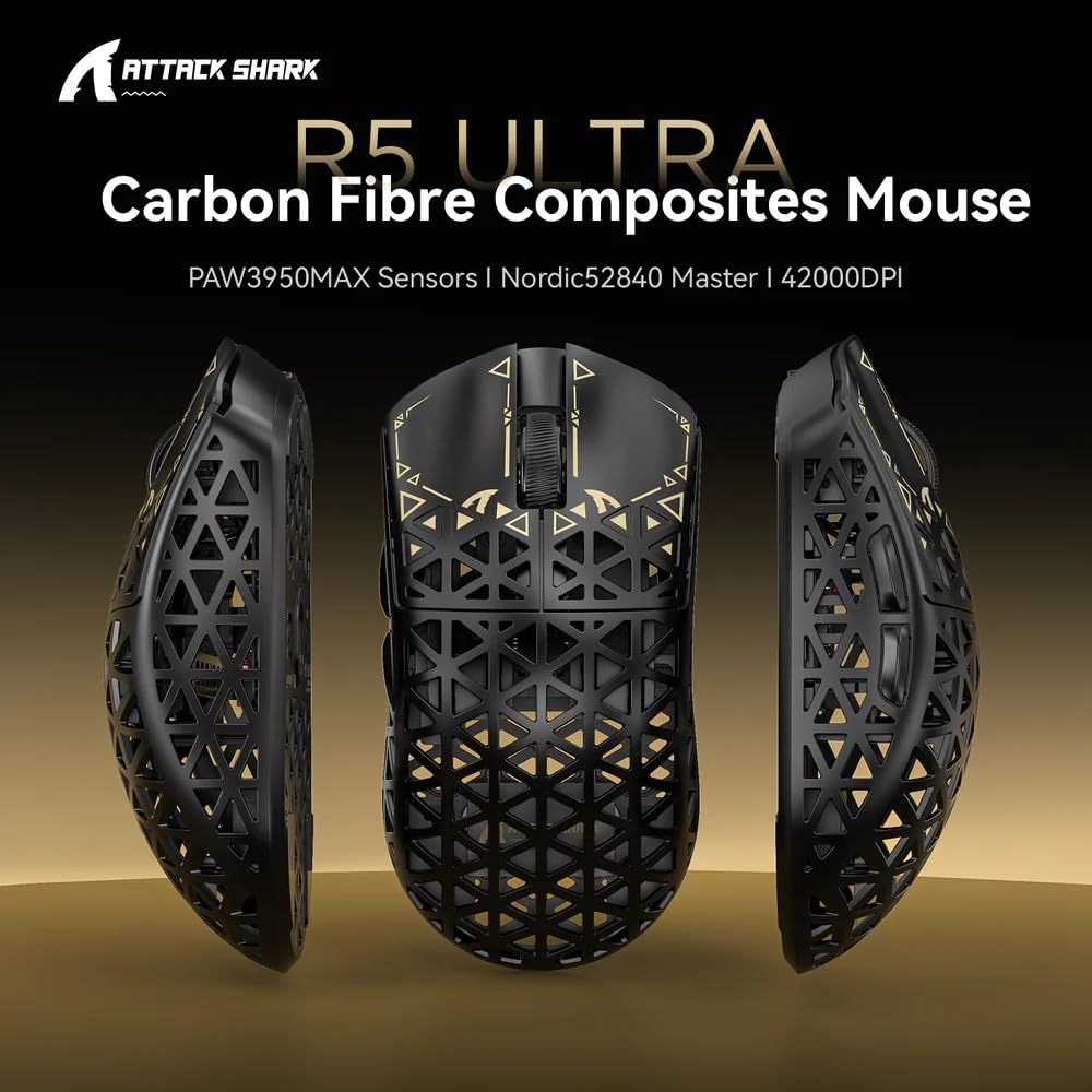 Mouse de gaming wireless ATTACK SHARK R5Ultra 8K din fibra de