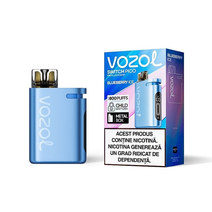 Kit Tigara electronica Vozol Switch Pico 800 - Blueberry ICE, 2ml, 20mg/ml nicotina, autonomie pana la 800 pufuri