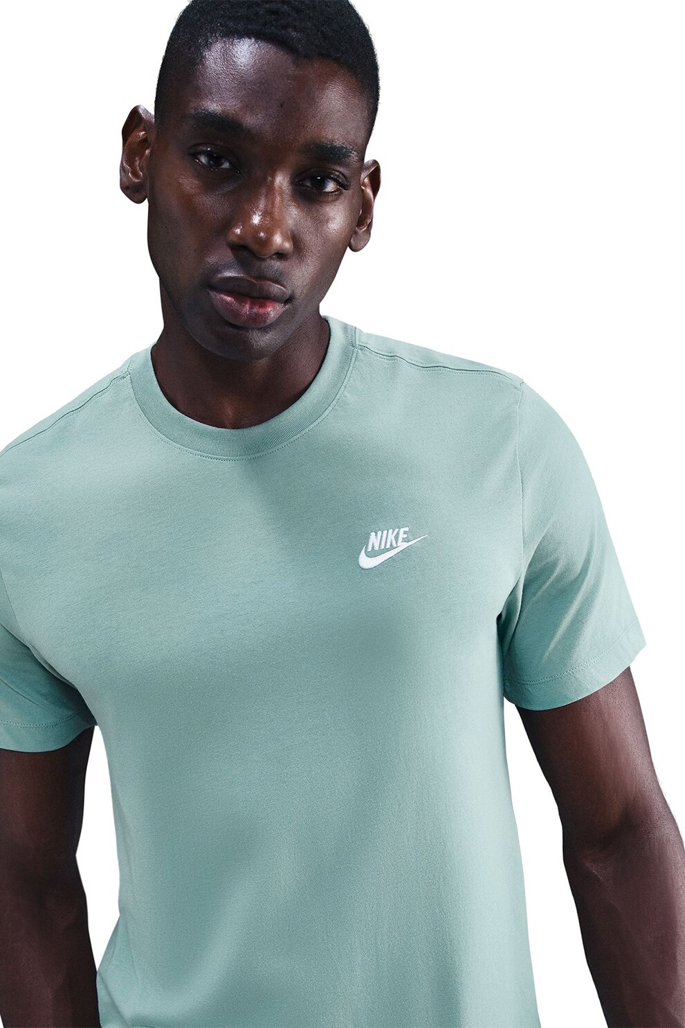 Nike, Tricou din bumbac cu detaliu cu logo brodat Sportswear Club, Turcoaz, Albastru, S