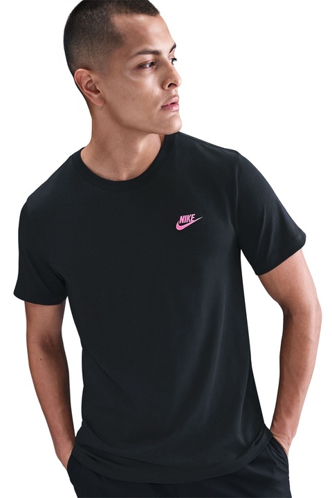 Nike, Tricou regular fit din bumbac Sportswear Club, Negru, Negru stins, S