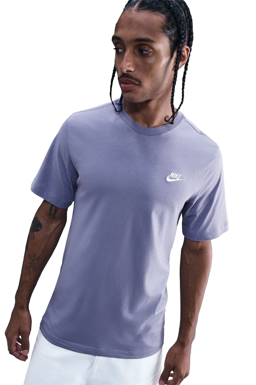 Nike, Tricou din bumbac cu detaliu cu logo brodat Sportswear Club, Albastru pastel, M