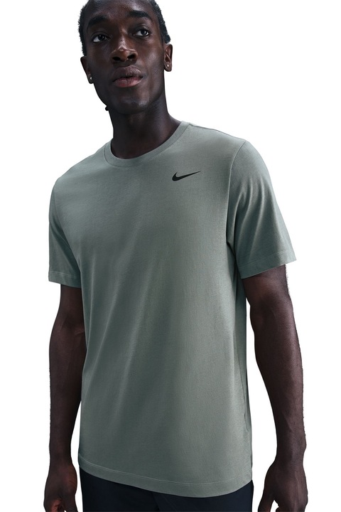 Nike, Tricou cu tehnologie Dri-FIT si decolteu la baza gatului, pentru fitness, Verde pal