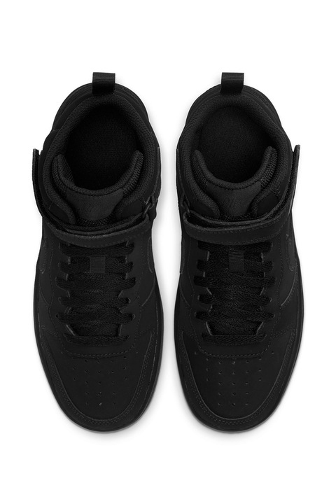 Nike, Кожени маратонки Court Borough с велкро, Черен