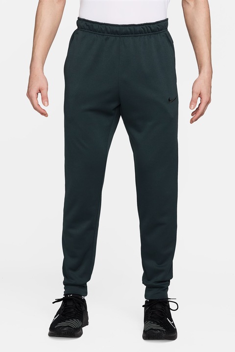 Nike, Pantaloni conici cu logo, pentru fitness, Verde englez