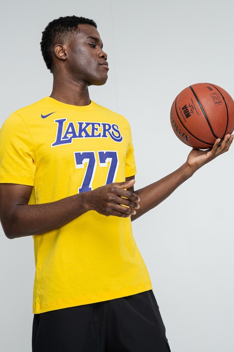 Nike, Tricou cu model logo pentru baschet, Galben/Violet