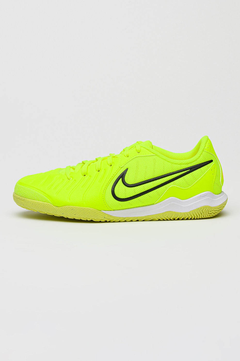 Nike, Pantofi Tiempo Legend 10 Academy IC de piele si material textil pentru fotbal, Verde neon, 9