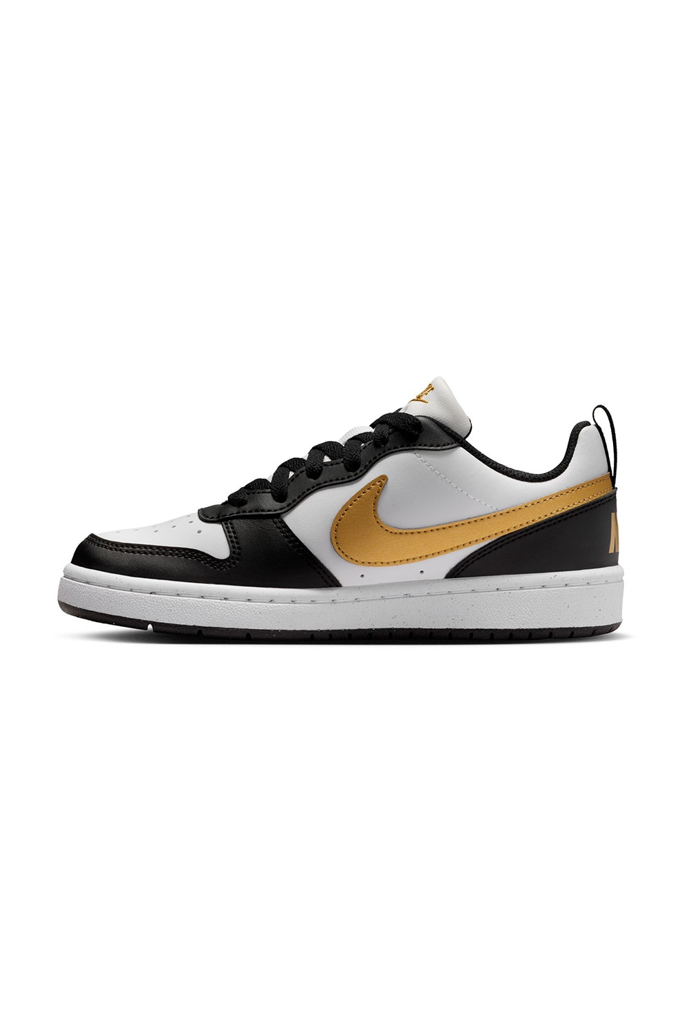 Nike, Pantofi sport din piele ecologica Court Borough, Alb, Negru, Maro Ocru, 39 EU