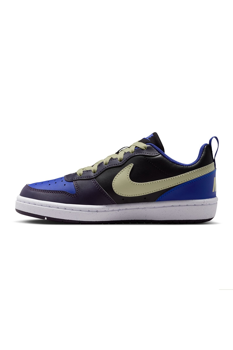 Nike, Pantofi sport din piele ecologica Court Borough, Negru, Albastru, Crem, 38 EU