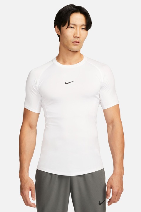 Nike, Tricou slim fit cu maneci raglan si tehnologie Dri-FIT pentru antrenament Pro, Alb