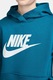 Nike, Худи Club с гумирано лого, Бял/Син