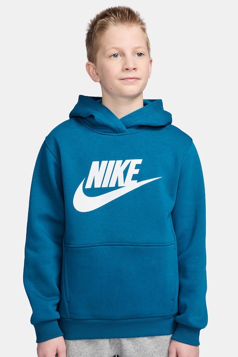 Nike, Худи Club с гумирано лого, Бял/Син