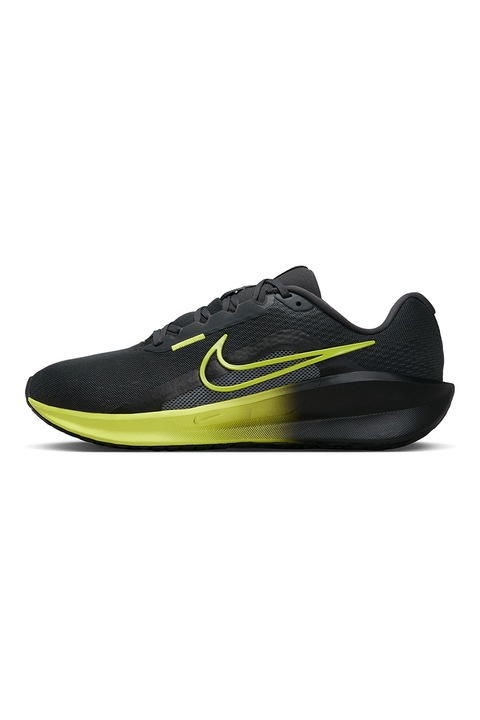 Nike, Pantofi din plasa cu logo contrastant pentru alergare Downshifter 13 Road, Negru/Galben pal