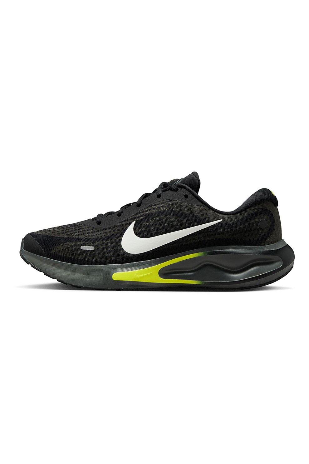Nike, Pantofi Journey din plasa cu logo pentru alergare, Negru, Galben pal, Alb optic, 11