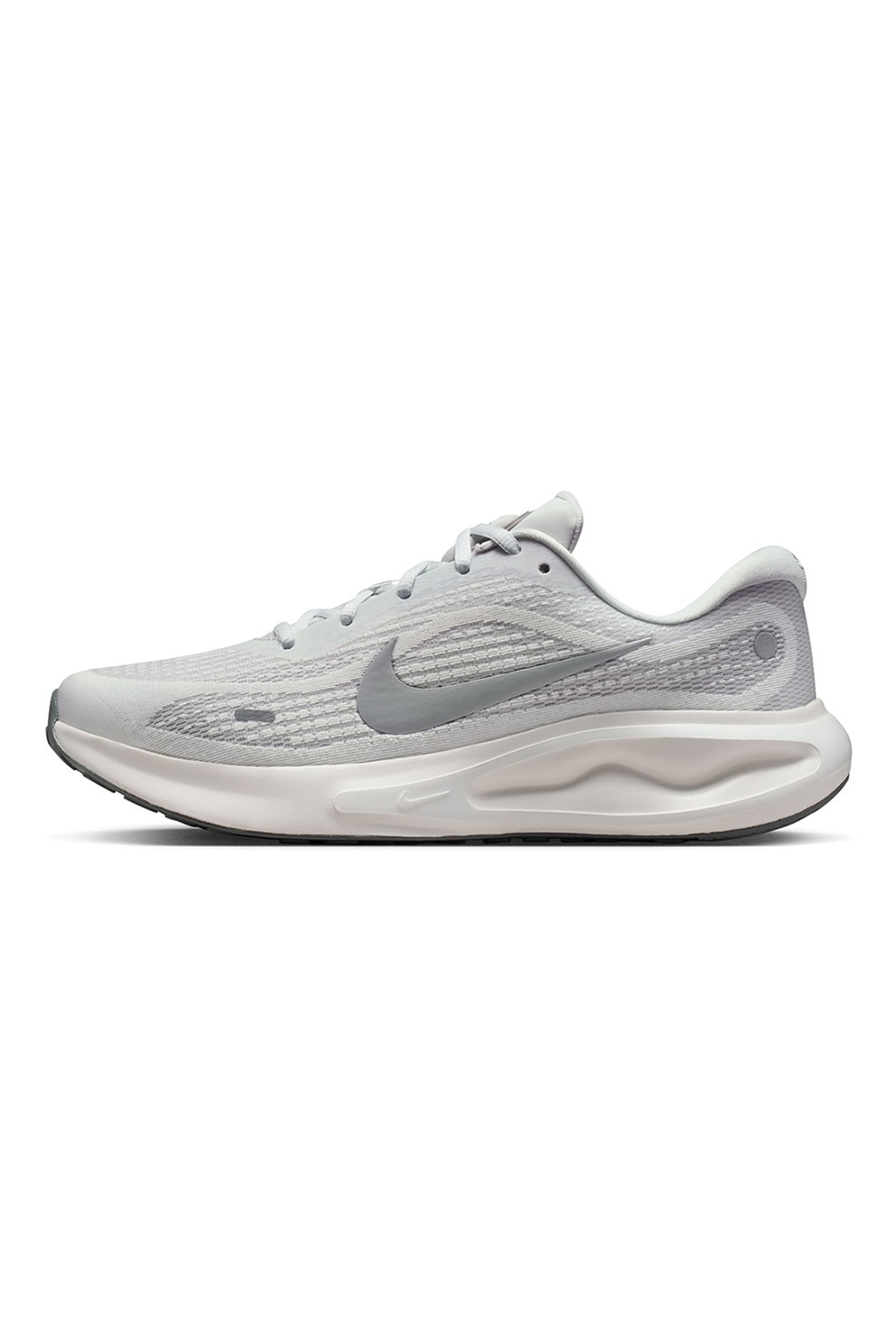 Nike, Pantofi Journey din plasa cu logo pentru alergare, Alb optic, Argintiu, 9.5