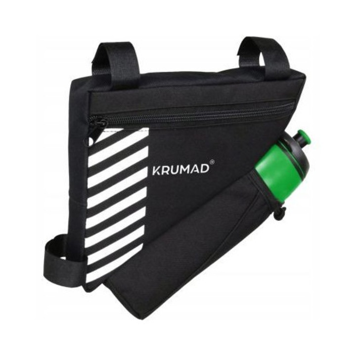 Geanta Triunghiulara pentru Bicicleta, Impermeabila, Borseta pentru Cadru Bicicleta cu Fermoar Reflectorizant, Spatiu Depozitare pentru Accesorii Ciclism, Montare cu Velcro pe Cadru