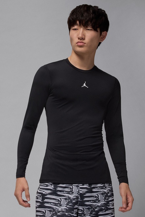 Nike, Bluza pentru baschet Compression, Alb/Negru