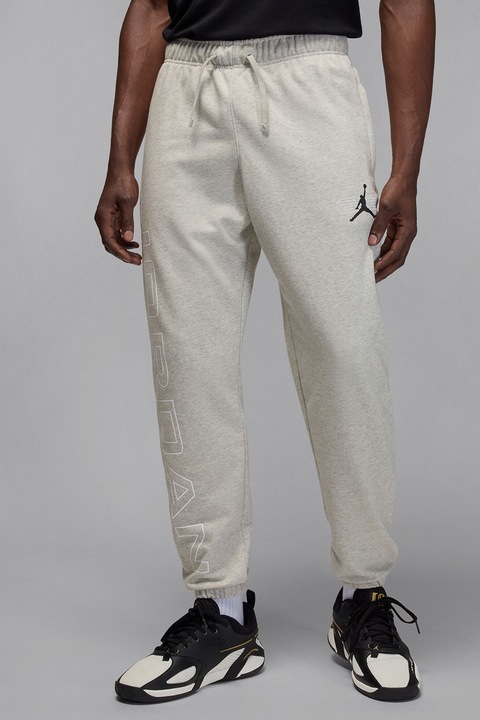 Nike, Pantaloni de trening cu snur de ajustare in talie, Gri deschis melange