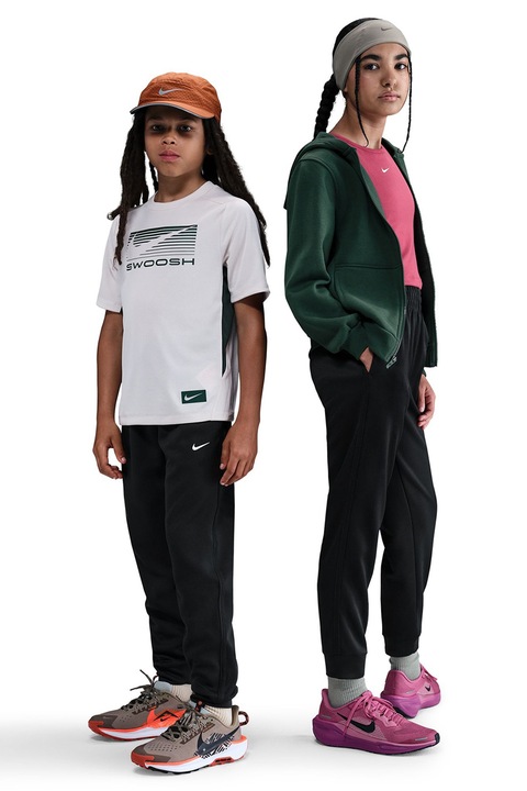 Nike, Pantaloni regular fit cu logo, Negru