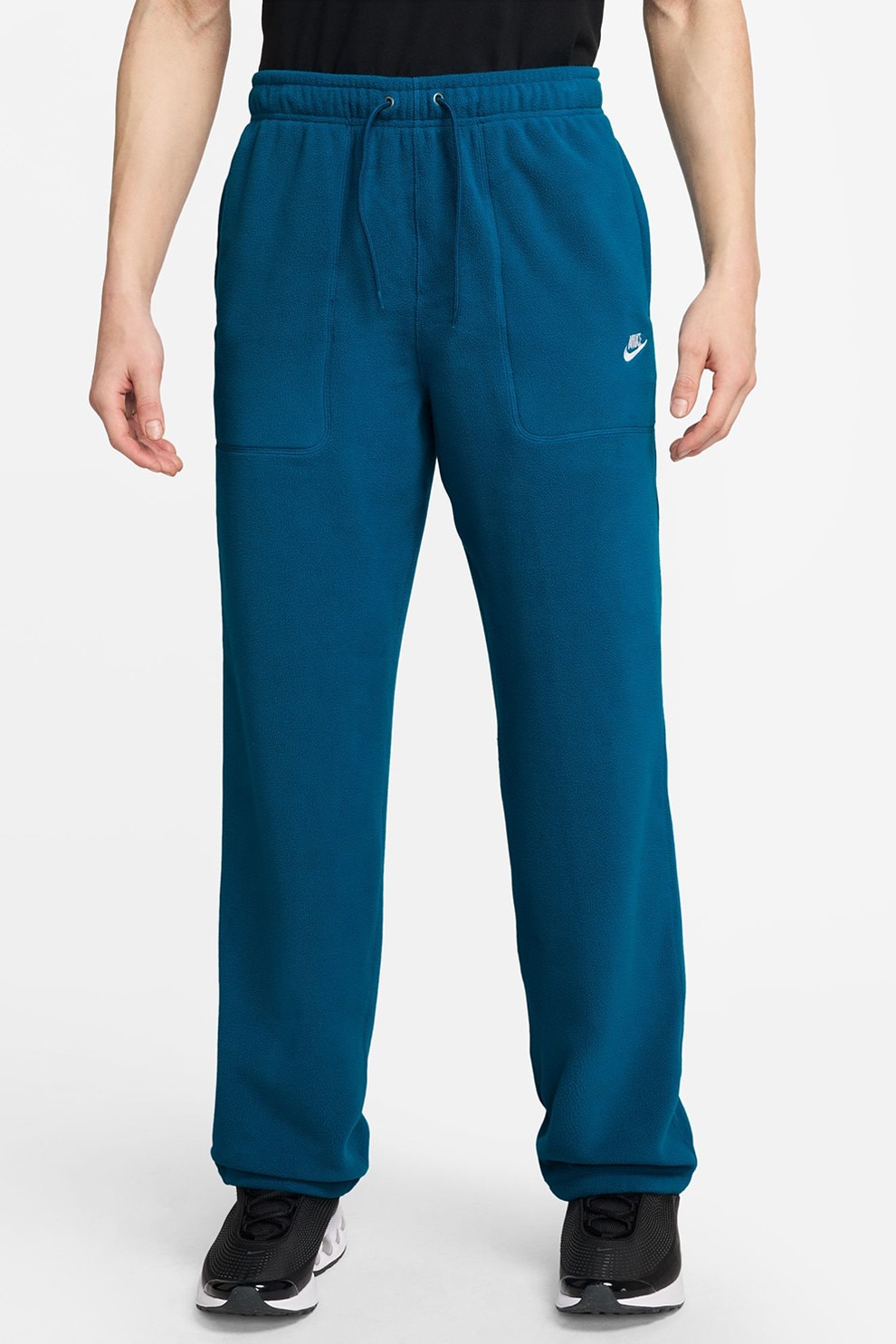 Nike, Pantaloni de trening din material fleece cu talie ajustabila Club, Verde persan, S