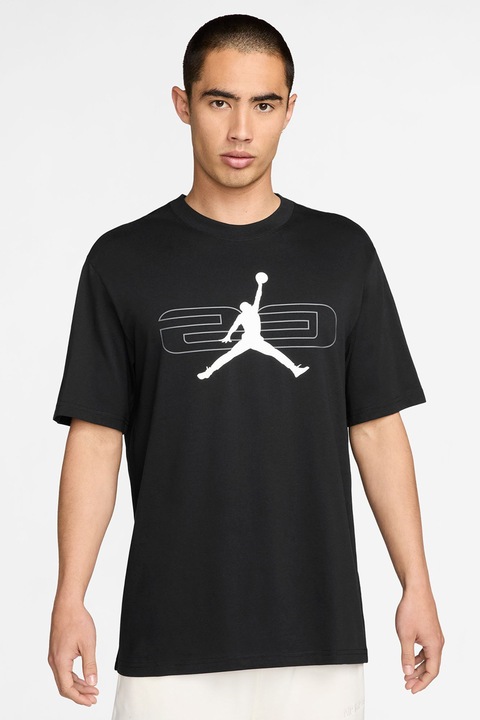 Nike, Баскетболна тениска с овално деколте, Бял/Черен