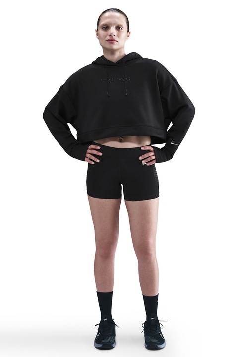 Nike, Късо худи с Therma-FIT и лого, Черен