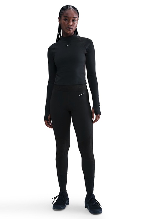 Nike, Bluza slim-fit cu logo si tehnologie Dri-Fit, Negru