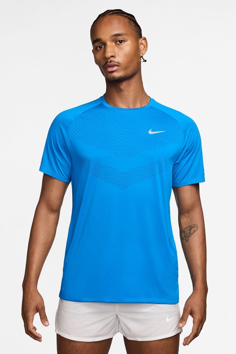 Nike, Tricou cu decolteu la baza gatului si tehnologie Dri-Fit, pentru alergare, Albastru royal