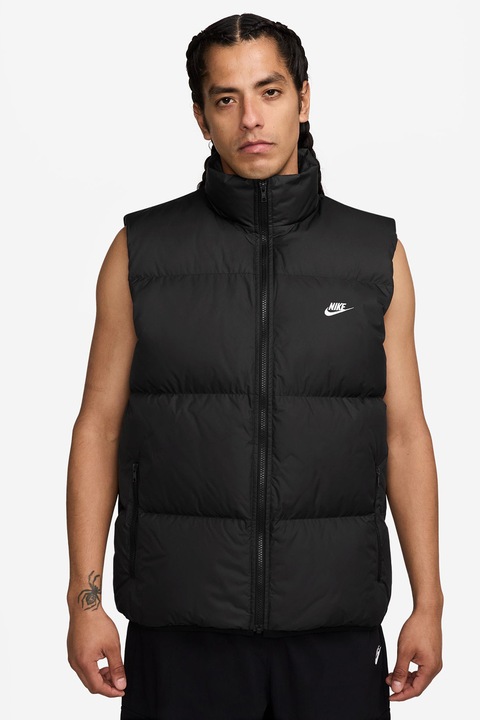 Nike, Пухен елек със средновисока яка, Черен, L