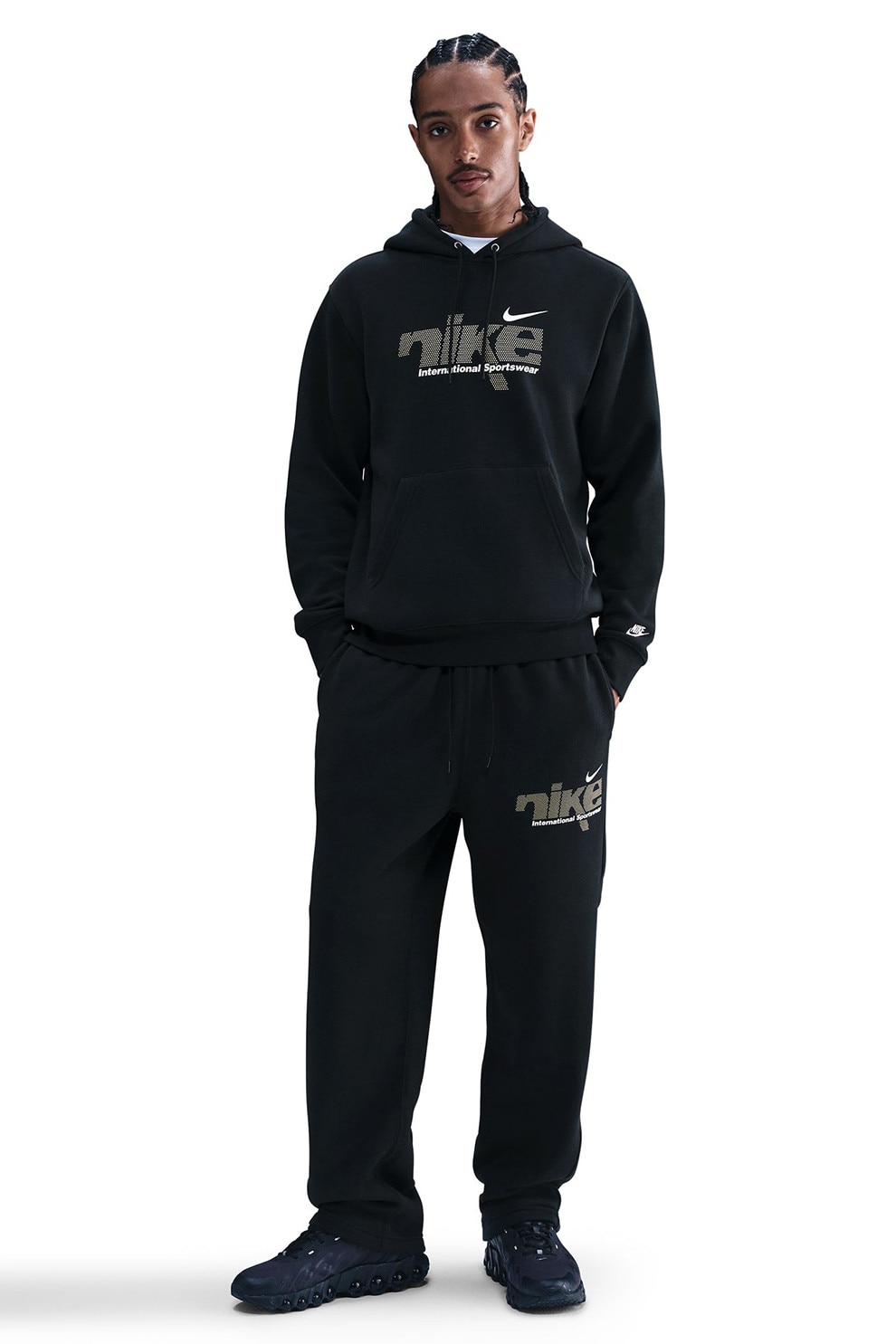 Nike, Pantaloni de trening Club Bungee, Negru, Kaki, 2XL