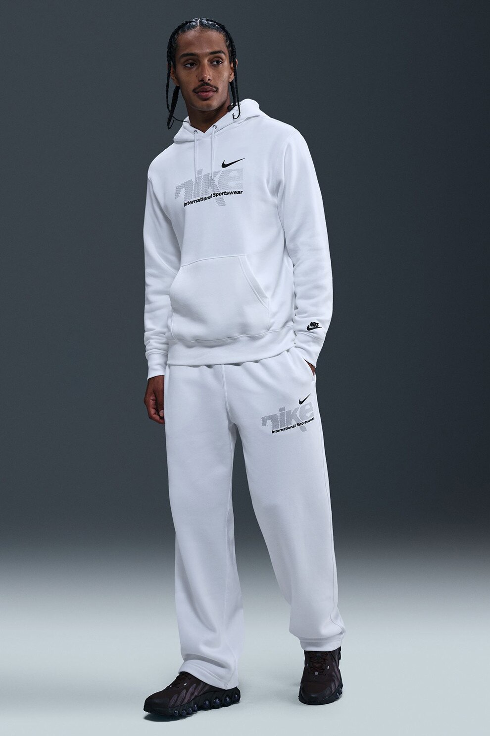 Nike, Pantaloni de trening Club Bungee, Alb optic, L