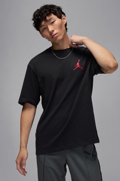 Nike, Баскетболна тениска с лого, Червен/Черен