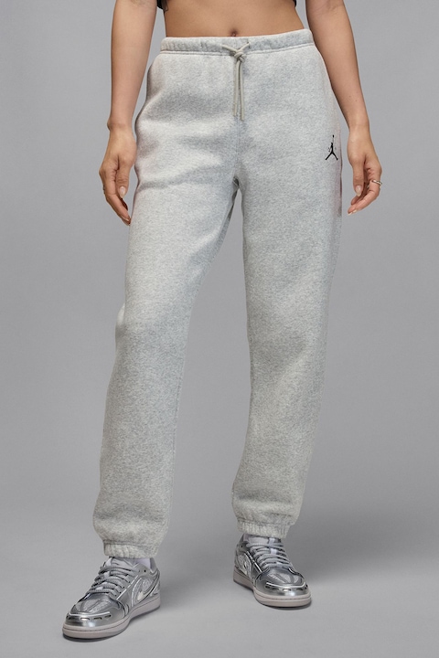 Nike, Pantaloni pentru buzunare laterale si snur, pentru baschet, Gri deschis melange