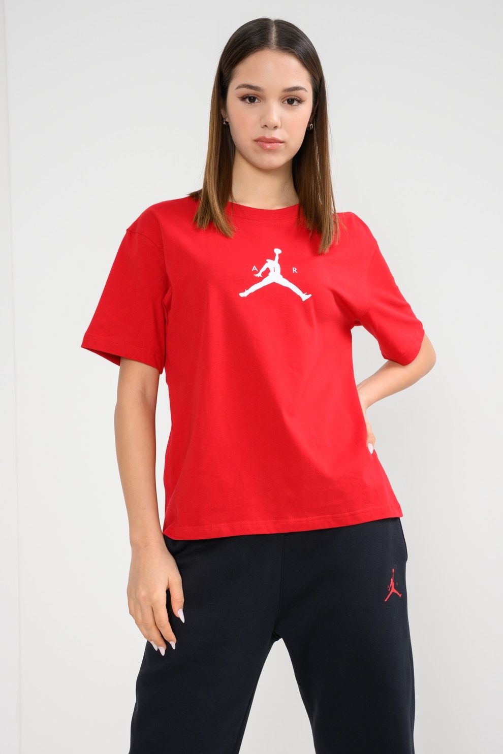 Nike, Tricou din bumbac pentru baschet Jumpman, Rosu vermillion, S