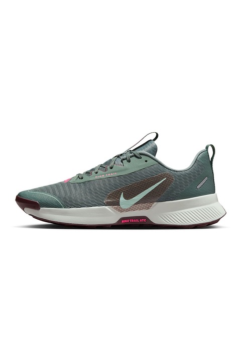 Nike, Pantofi cu monograma pentru alergare Juniper Trail 3, Verde pal/Maro inchis/Alb murdar