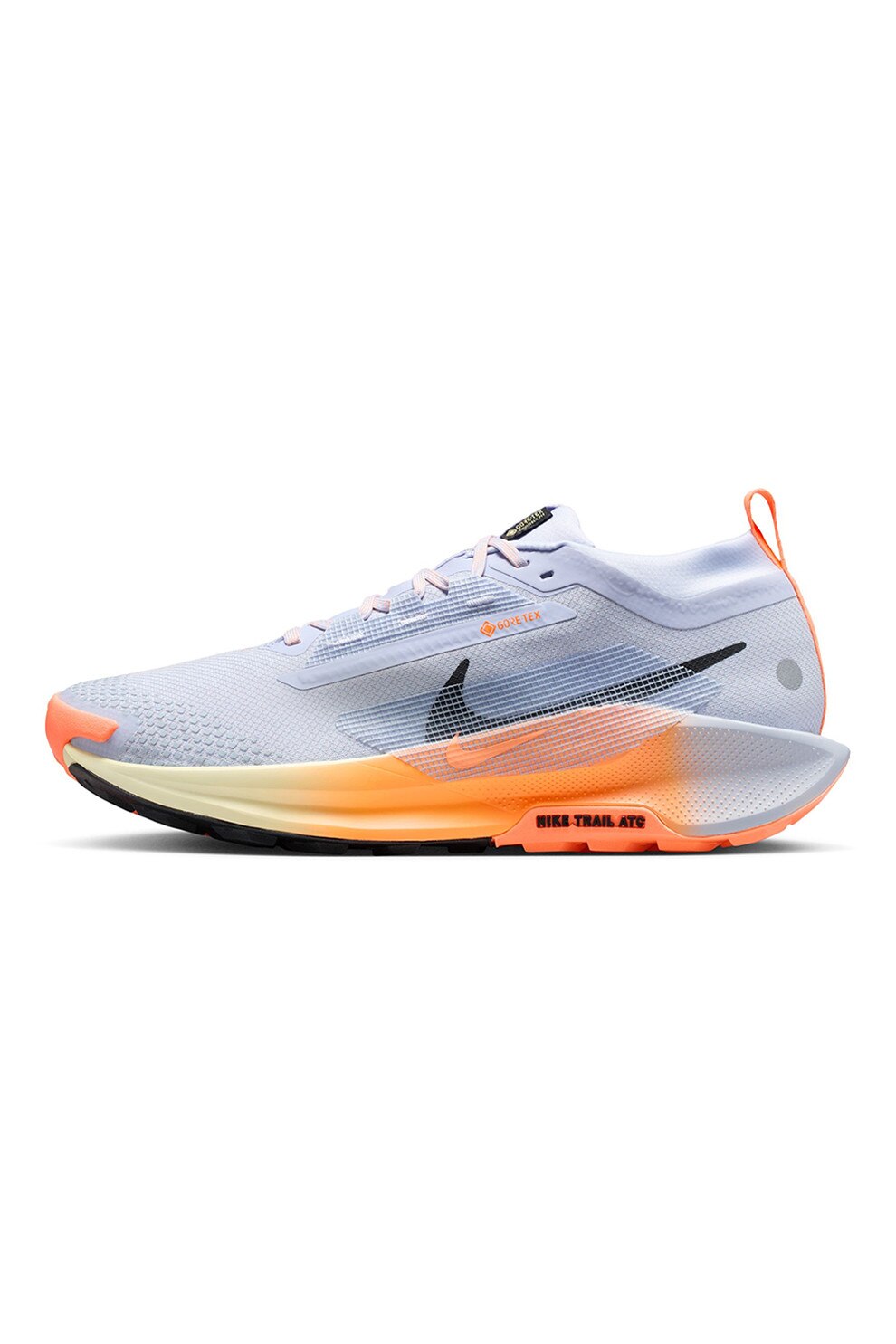 Nike, Pantofi Pegasus Trail 5 GTX impermeabili din material textil, pentru alergare, Albastru lavanda, Portocaliu mandarina, 9.5