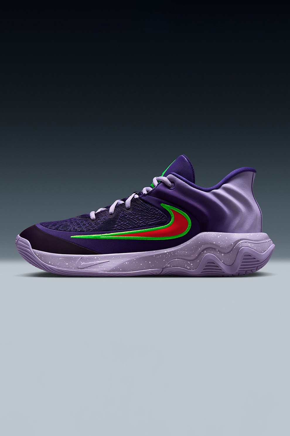 Nike, Pantofi Giannis Immortality 4 cu logo contrastant, pentru baschet, Rosu, Violet, Verde electric, 8