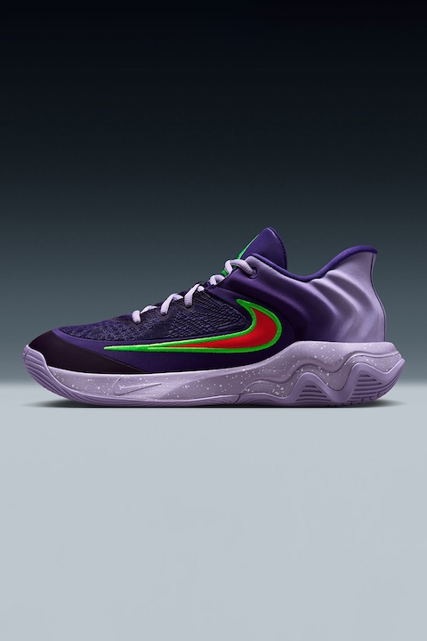 Nike, Pantofi pentru baschet Giannis Immortality 4, Rosu/Violet/Verde electric